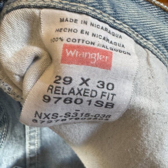 Vintage 90s Distressed Wrangler Relaxed Fit Barrel Mom Jeans 29x30 Light Denim - Picture 5 of 8